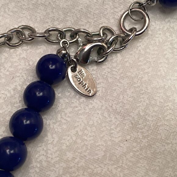 Lia Sophia Adjustable Floral Necklace with Blue Beads - Picture 3 of 7